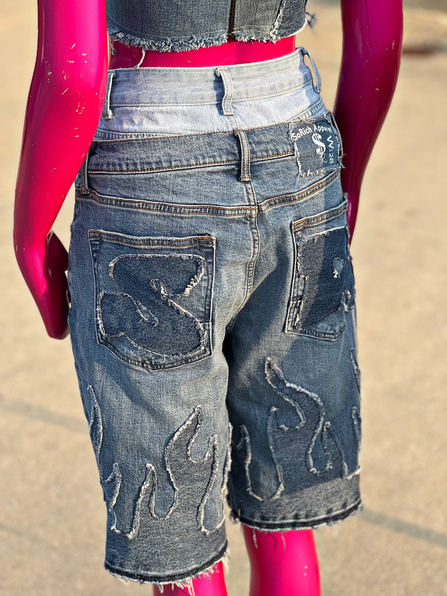 "Burnt Out" Baggy Jean Shorts (W)