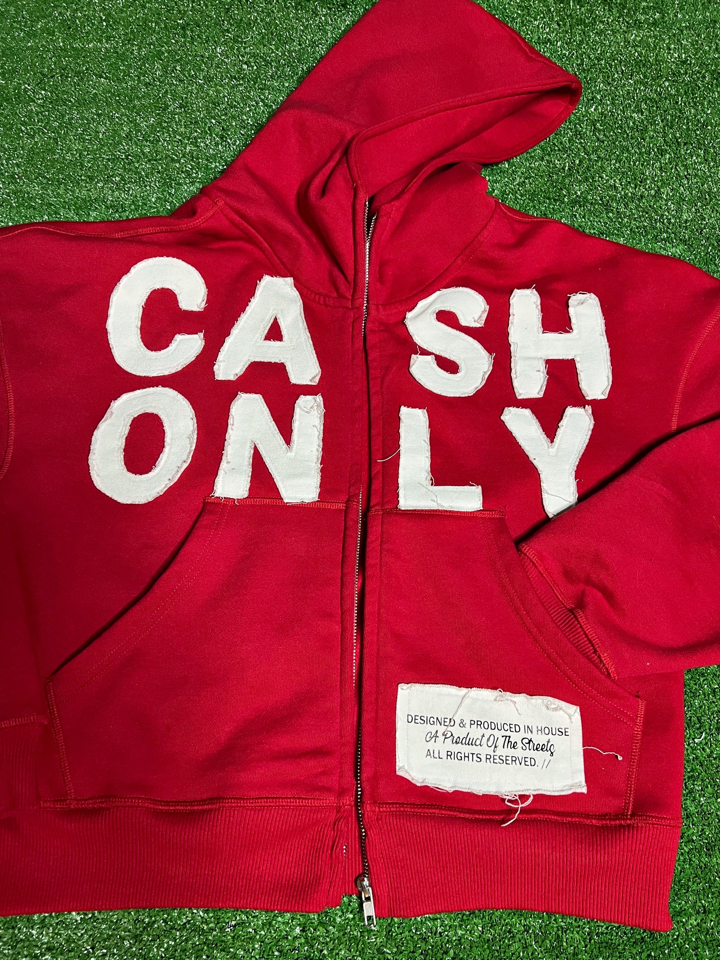 "CASH ONLY" RED (OverSized Zip-Up)