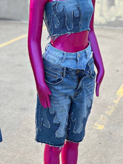 "Burnt Out" Baggy Jean Shorts (W)