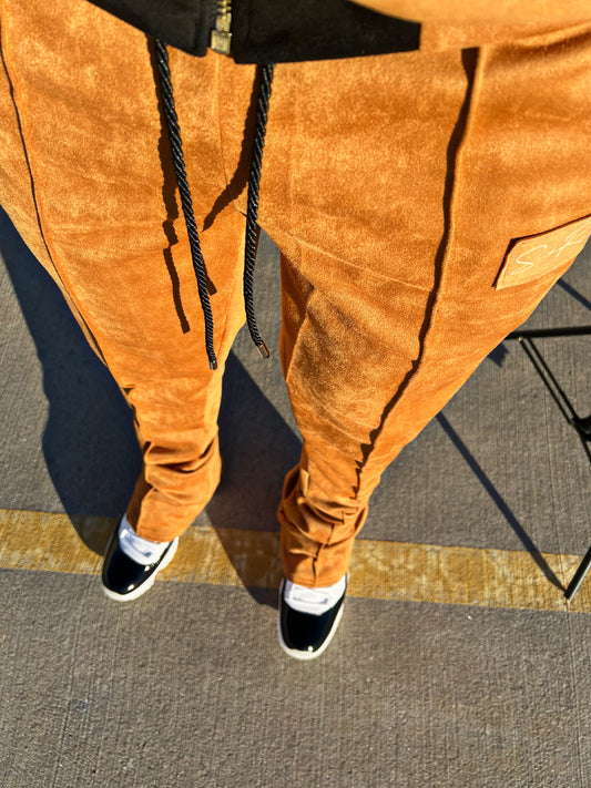 "Payhartt" Suede Stacked Flare Joggers