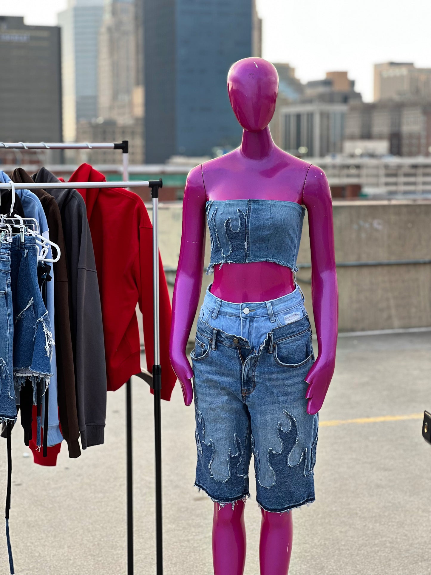 "Burnt Out" Baggy Jean Shorts (W)