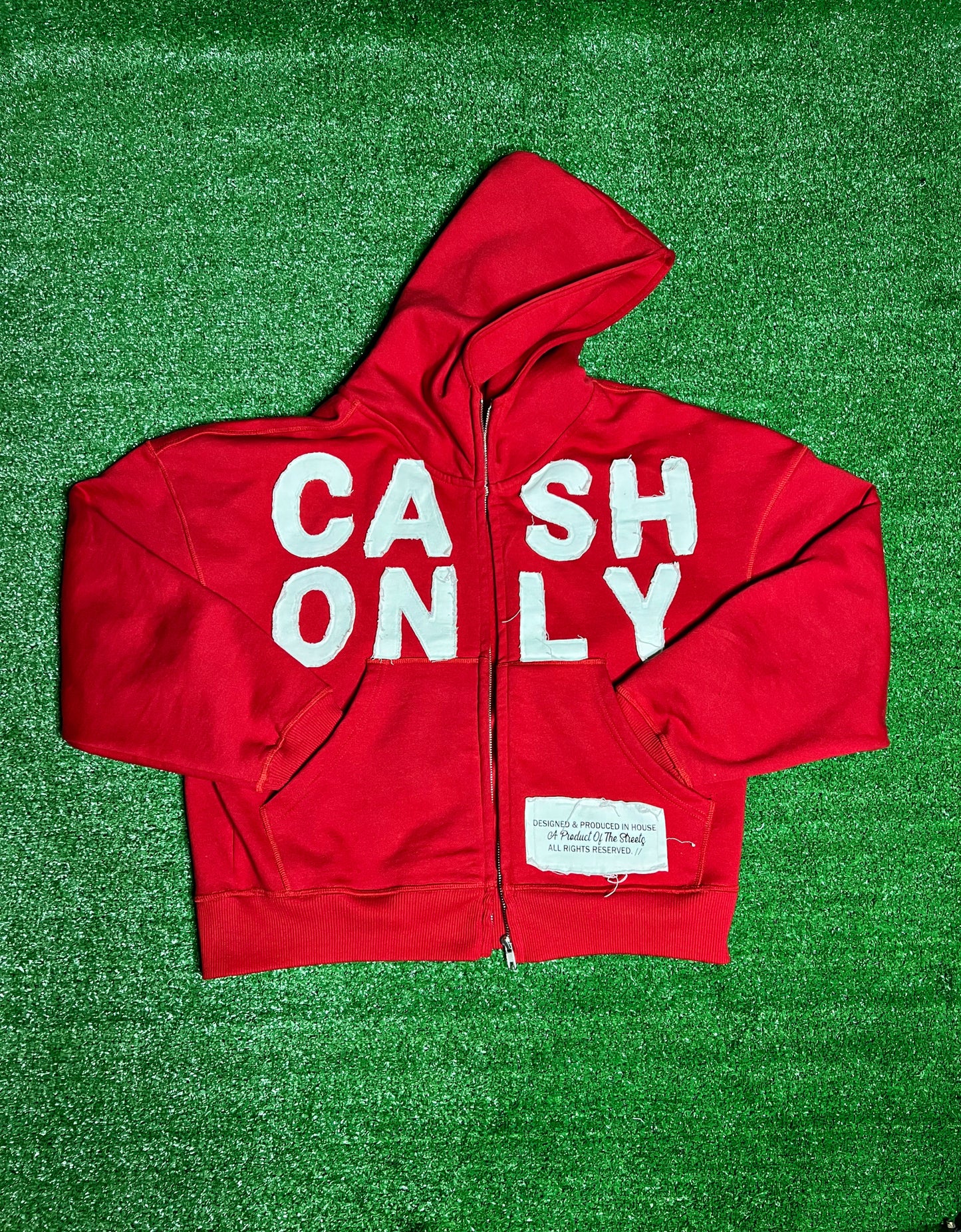 "CASH ONLY" RED (OverSized Zip-Up)