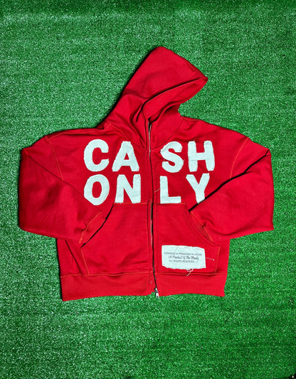 "CASH ONLY" RED (OverSized Zip-Up)