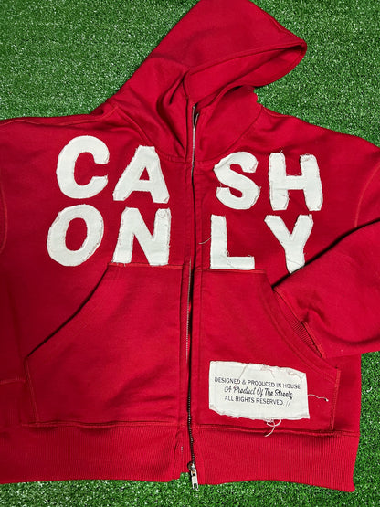 "CASH ONLY" RED (OverSized Zip-Up)